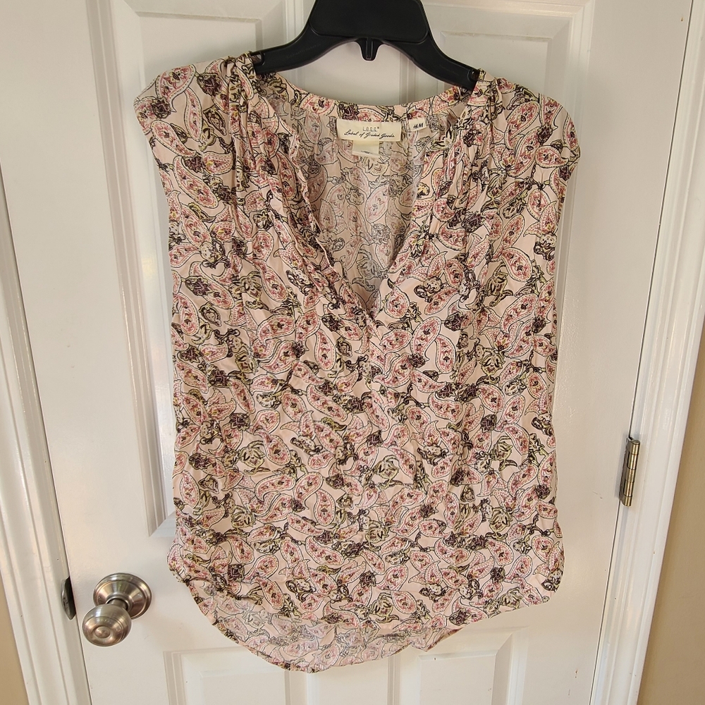 H&M Blush Multicolor Paisley Blouse Size 6